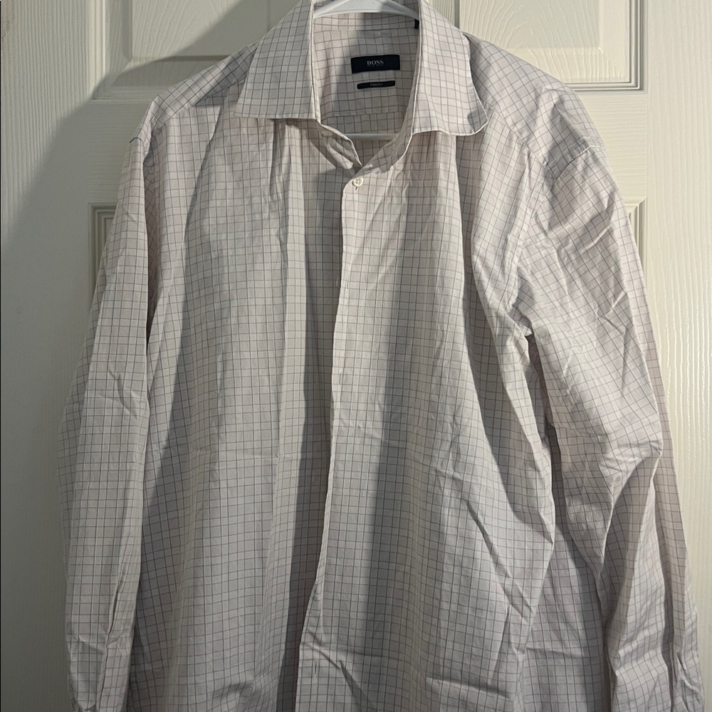 Hugo Boss Light Gray Checkered Shirt